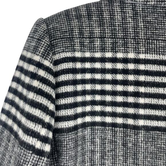 Ann Taylor LOFT Plaid Wool Double Breasted Coat Black White Size M - Picture 11 of 12